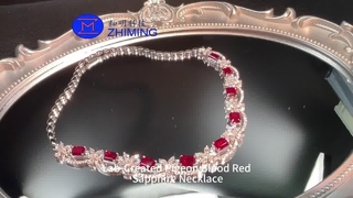 Aangepaste edelsteen sieraden laboratorium gekweekte duif bloed rode saffier ketting