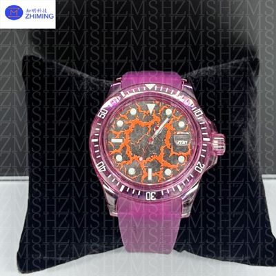Aanpasbare 40 mm/42 mm ronde saffier horloge behuizing in magenta