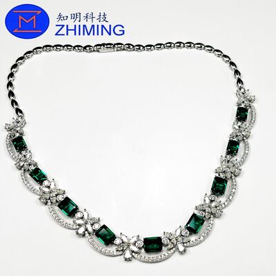 kopen In het laboratorium gekweekte smaragdgroene saffierketting - Elegante synthetische saffiersieraden online vervaardiging