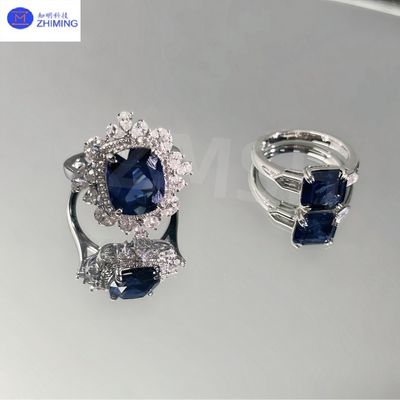 Custom synthetische gekleurde saffier edelsteen ring koninklijk blauw handgemaakte sieraden